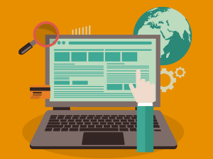 online search A laptop computer referencing online search